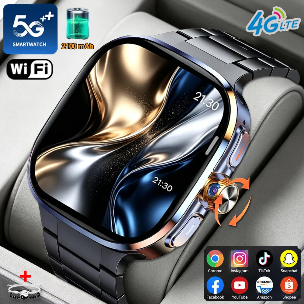 8GB+128GB RAM 4G/3G Smart Watch 2.40 inch AMOLED 2100mah Battery 900W Camera GPS WIFI Google APPS Download Smartwatch Android 10