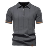 AIOPESON Men's Slim Fit Zipper Polo Shirt | Sport & Office