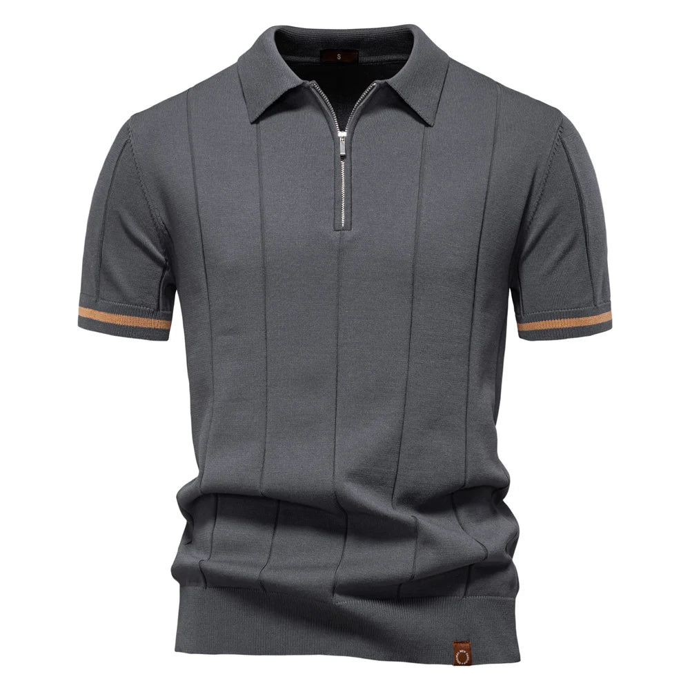 AIOPESON Men's Slim Fit Zipper Polo Shirt | Sport & Office