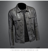 2024 Autumn and Winter New Men's Fashion Handsome with Solid Color Boutique Lapel Motorcycle Leather Coat Slim Fashion  M-5XL