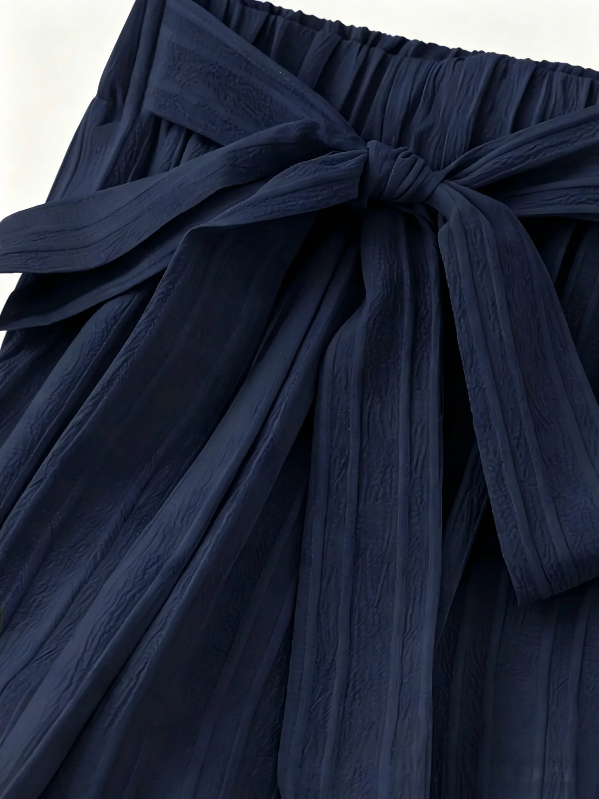 Women's Navy Wide-Leg Bow-Tie Pants