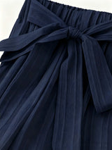 Women's Navy Wide-Leg Bow-Tie Pants