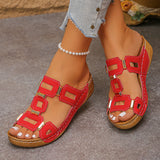 Women's Wide-Fit Roman Sandals — Open Toe Wedge Beach Shoes