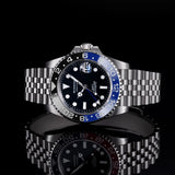 Sugess GMT Diving Watch of Men Automatic Mechanical Waterproof Wristwatches Peacock SL3032 Movement Ceramic Bezel Jubille Band