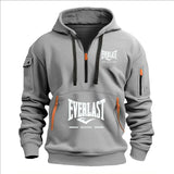 Men’s Printed Fleece Hoodie with Zipper Details