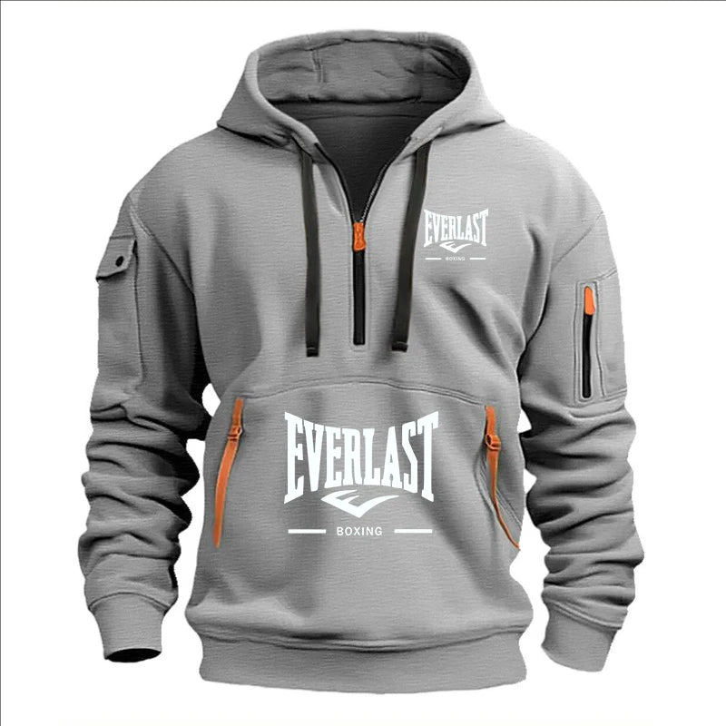 Men’s Printed Fleece Hoodie with Zipper Details