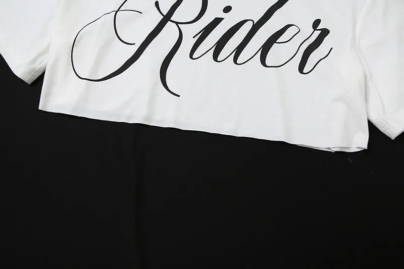 KSylCue Letter Print Off-Shoulder Crop Top