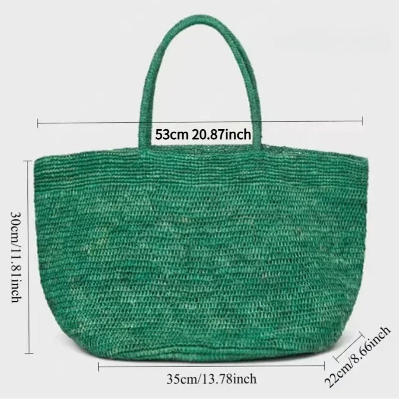 2026 Large Handwoven Rattan Tote Bag for Women Natural Straw Beach Bag Purse Luxury Shoulder Bags Handbag Summer