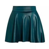 High-Waist Pleated Faux Leather Mini Skirt