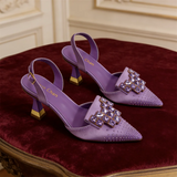 Women's Pointed-Toe Slingback Stiletto Heels with Sparkle Detail