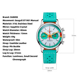Sugess Chronograph Watch for Man ST19 Swanneck Movement Mechanical Wristwatches Sapphire Crystal Pilot Military Racing Clock New