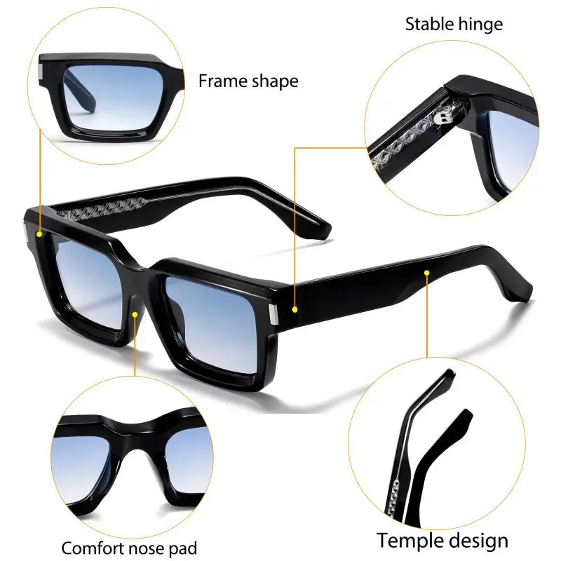 HBK Punk Vintage Square Men's  Sunglasses Brand Design Small Frame Sun Glasses Party Travel Glasses Gift Ideal Choice