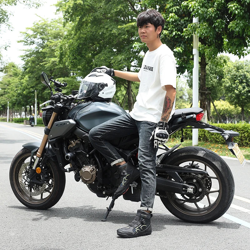 Motorcycle Riding Men Boots Waterproof Motocross Cycling Shoes Off-Road Motorbike Racing Anti-drop Breathable Equipment Sof