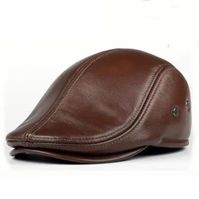 Men's Winter Velvet Leather Beret – Warm & Stylish