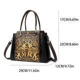 New Vintage Embossed Handmade Handbag For Women Versatile PU Leather Shoulder Bag 3 Layers Large Capacity Crossbody Bags Female