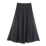 Polka Dot Printed Midi Skirts Two Piece Sets for Women 2025 Summer Chic Bow Tied Blouse Top Suits Woman 2 Piece Outfits