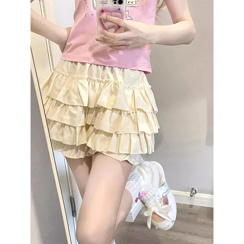 Bow & Ruffle High-Waist A-Line Mini Skirt