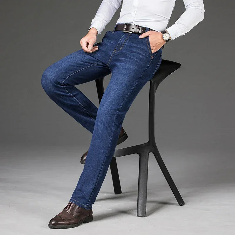 Men's Classic Straight-Leg Denim Jeans | Blue & Black