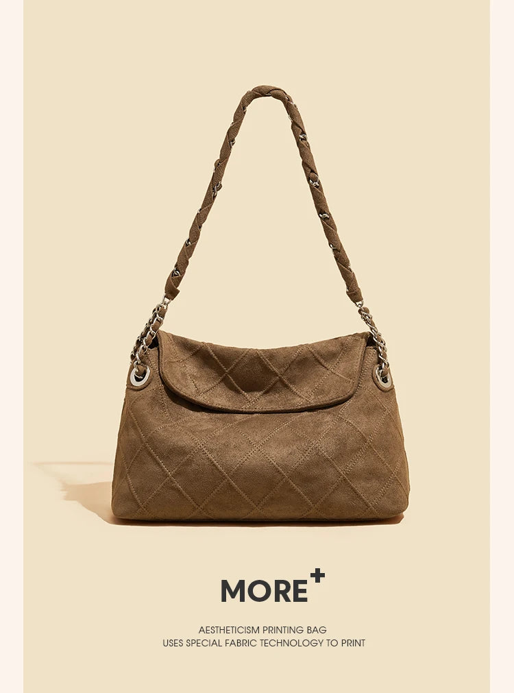LAORENTOU Fabric Women's Strap Shoulder Bag Advanced Retro Underarm Large Capacity Fashion Quilted Handbag for Women Cossbody