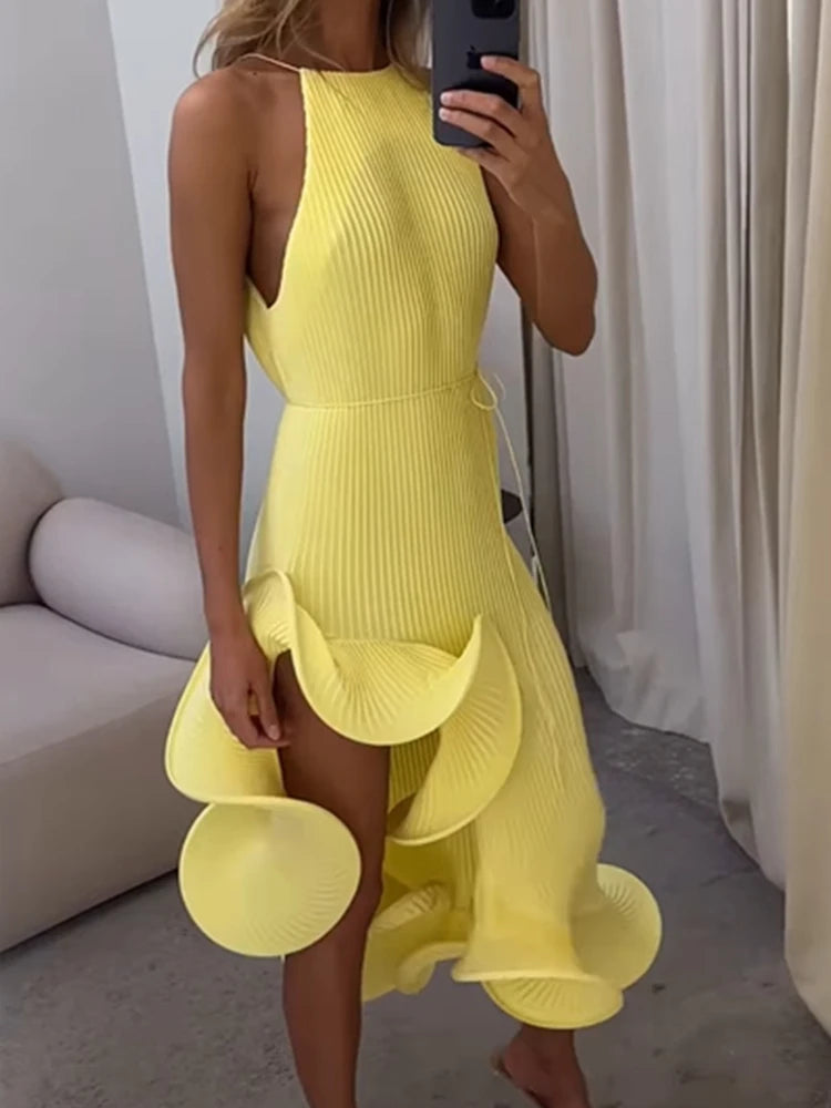 Summer Elegance: Women’s  Irregular Sleeveless Maxi Dress