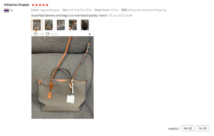 Zipper Tote Bags For Women Nylon With Real Leather Handbag High Quality Single Shoulder Bag