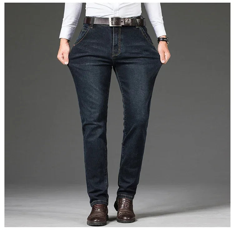 Men's Classic Straight-Leg Denim Jeans | Blue & Black