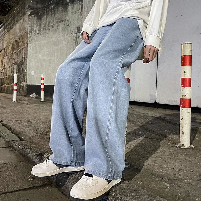 Men's Korean Wide-Leg Jeans – Relaxed Streetwear Fit