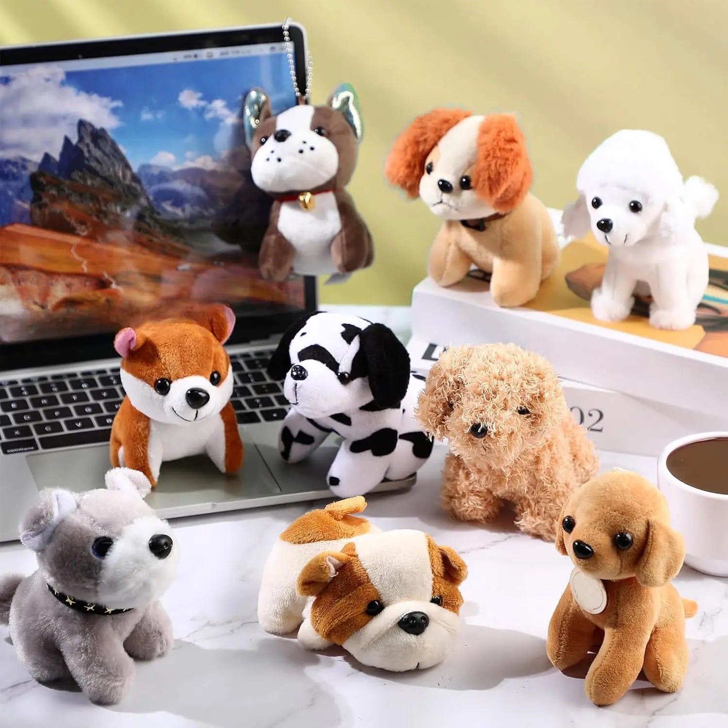 18Pcs Mini Plush Dogs Bulk Puppy Stuffed Animals Small Stuffed Cute Assorted Soft Plush Toys Doll for Puppy Birthday Party Favor