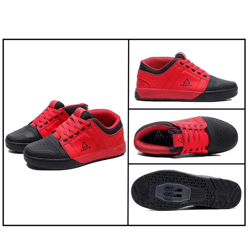 LEHTF Men's Breathable Lace-Up MTB Cycling Shoes