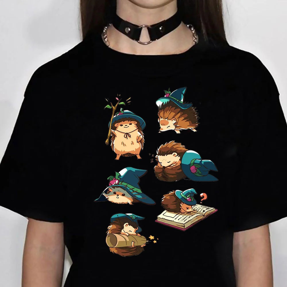 Hedgehog tshirt women comic streetwear summer t shirt female comic 2000s designer clothes