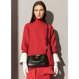 2026 Spring New Luxury Brand Women Shoulder Bags Split Leather Black Handbags Women Fashion Gold Buckle Underarm Bags