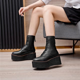 Genuine Leather Winter Wedge Boots