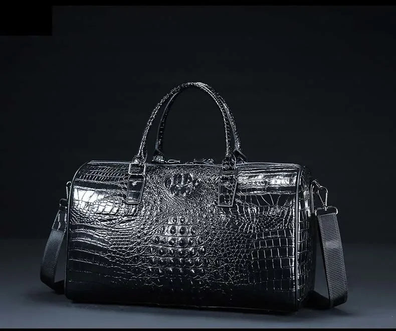 2024 New Cow Genuine Alligator Leather Travel Bags Luxury Men Large Capacity Portable Male Shoulder Bags Brand Travel Duffle Bag