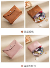 Custom Letters Fashion Women Short Wallet Genuine Leather Double Wallet Small Coin Purse Mini Credit Card Holder Key Storage Bag