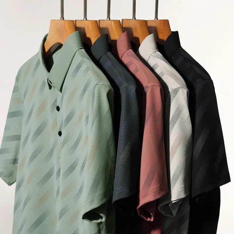 Men's Contrast Print Polo Shirt | Breathable Summer Knit