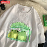 Artistic Frog Umbrella Cotton T-Shirt