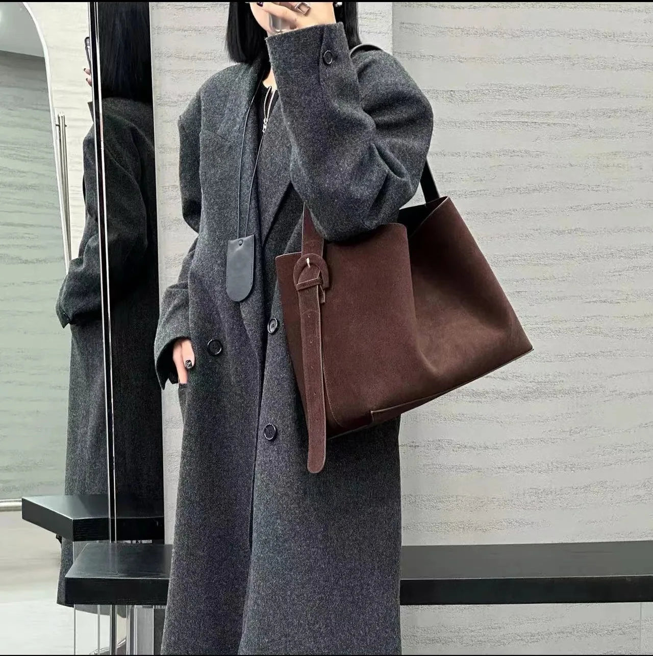 Motingsome Oversize Women Bag Luxury Suede Leather Winter Bags Frosted Cow Skin Handbag and Purses Retro Lady Tote 2024 New