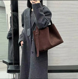 Motingsome Oversize Women Bag Luxury Suede Leather Winter Bags Frosted Cow Skin Handbag and Purses Retro Lady Tote 2024 New