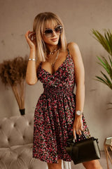 Women's Floral Print Wrap Pleated Sundress