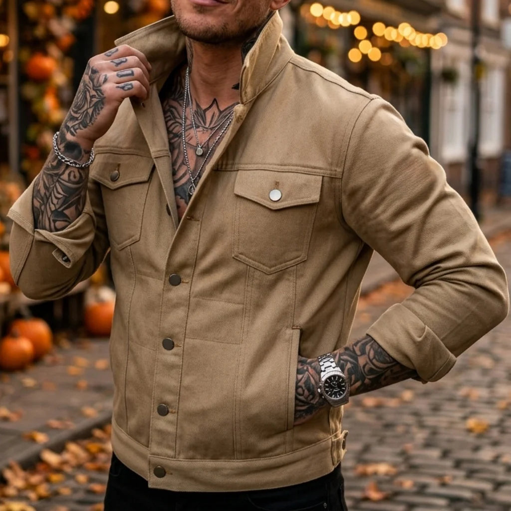 Men's New Denim Jacket Workwear Street Comfortable Denim Jacket Multi-pocket Design Denim Menswear Top Coat