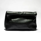 Personality roll-edge leather bag  lazy casual leather soft bag  Phone Women High Quality holding red large bag luxury designer