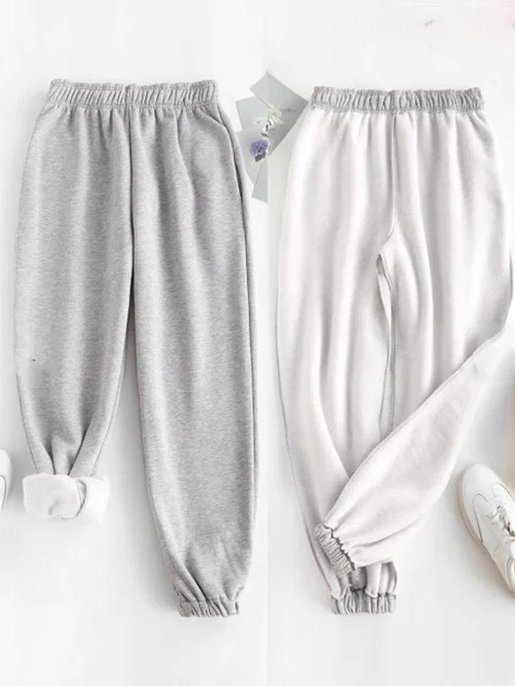 Women's High Waist Fleece Sweatpants with Elastic Waistband