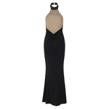 Lace Halter Backless Maxi Dress - Off-Shoulder Bodycon Party Gown