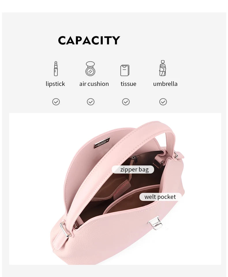 Women's genuine leather handbag fashionable retro designer luxury bag high-quality cowhide large capacity casual shopping bag