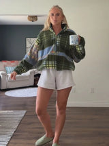 Women's Plaid Fleece Half-Zip Sweatshirt