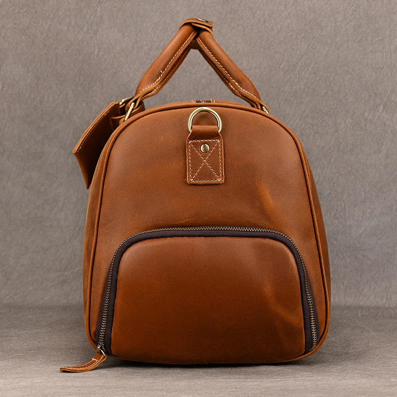 Natural Cowskin Travel Bags Waterproof Men's Leather Overnight Bag Handbag For Plane Luggage Men Male Weekend Bag Business 55cm