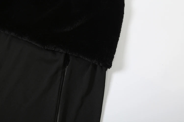 Winter Furry Patchwork Jumpsuit – Slash Neck Long Sleeve Slim Fit Streetwear