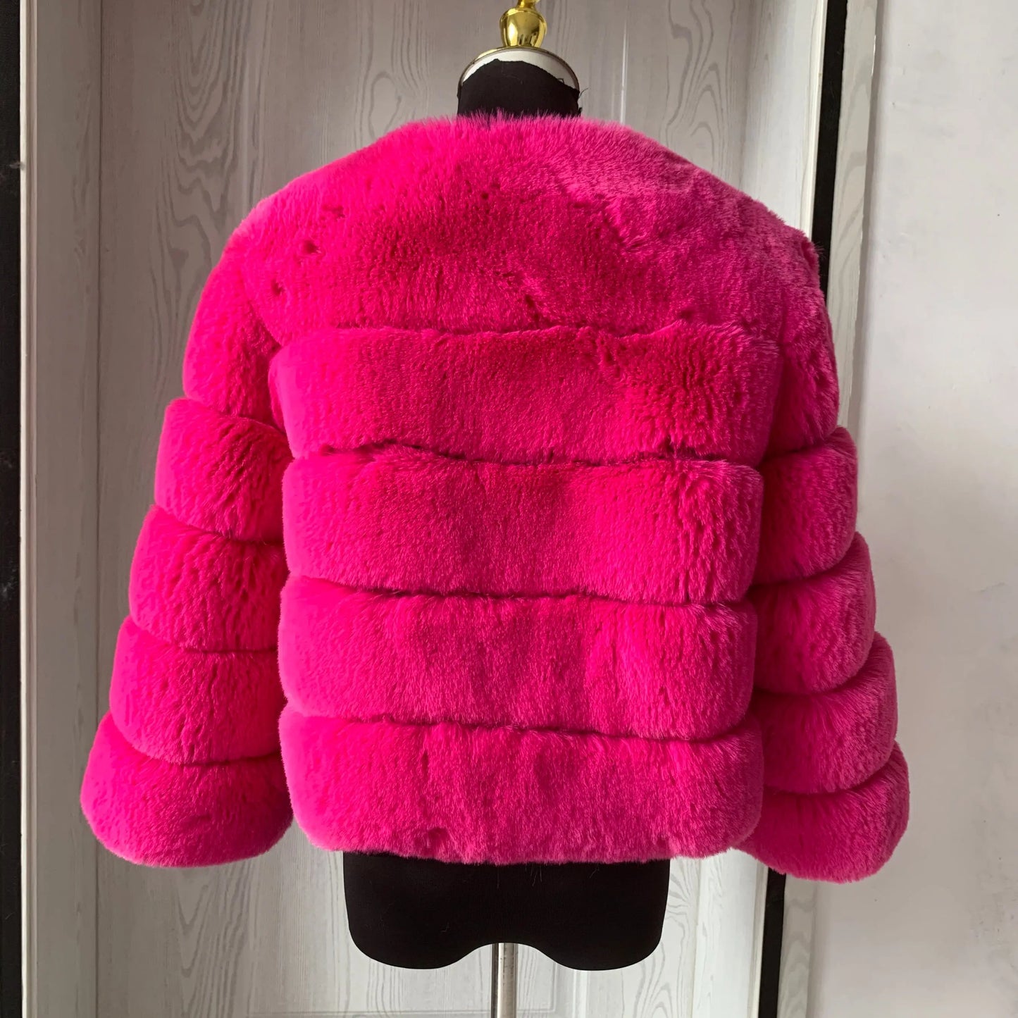 Elegant Winter Faux Fox Fur Crop Jacket
