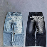 Y2K Wide Leg Jeans – Men's Graphic Streetwear Denim