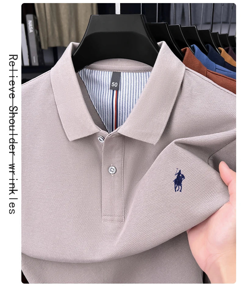 Premium Cotton Embroidered Long Sleeve Polo Shirt